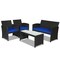 4 Pcs Wicker Conversation Furniture Set Patio Sofa and Table Set